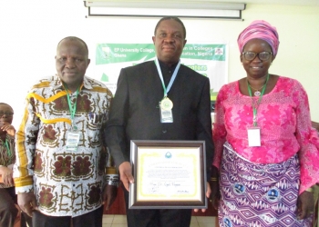 from (L) Rev. Prof. Korley- UPF Global Council Member, Amb. Rev. Dr. Fayose- President of EPUC
 Amb. Dr. Zipporah - President of Women in Colleges of Education-Nigeria