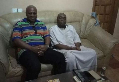 John Dramani Mahama with the elder brother of the Vice President, Chief Duada Mandiaya Bawumia