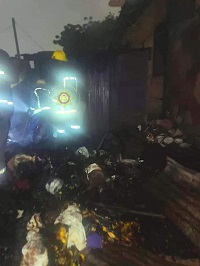 One person perish in a wooden structure fire at Mataheko in Accra. Image credit: GNFS