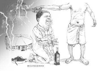 Cartoon by Bright Ackwerh on Agyinasare vrs Nogokpo