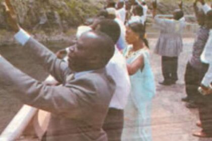 Pastos praying at Akosombo Dam to solve Ghana's energy crisis in 2007