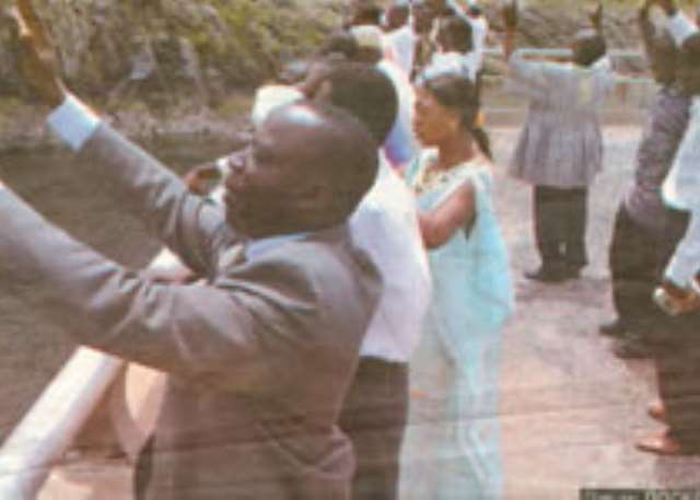 Pastos praying at Akosombo Dam to solve Ghana's energy crisis in 2007