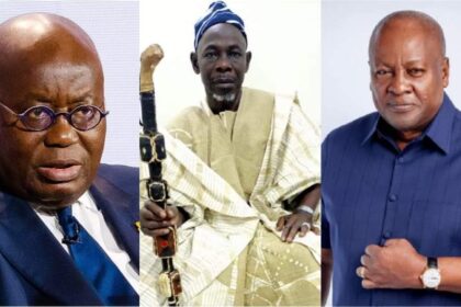 President Akufo-Addo, Yagbonwura Bii-Kunuto Soale I and John Mahama