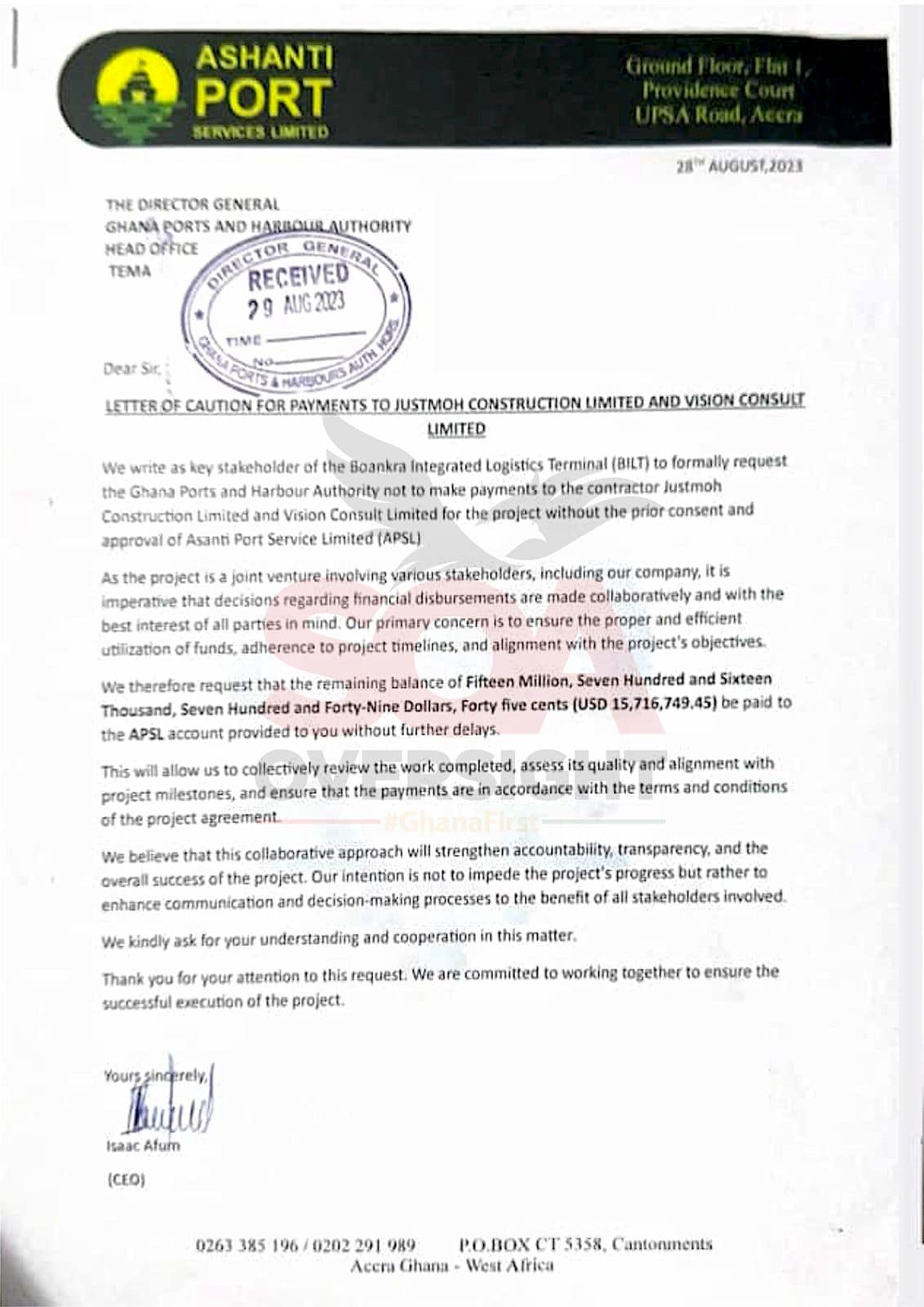 APSL protest payment to Justmoh construction