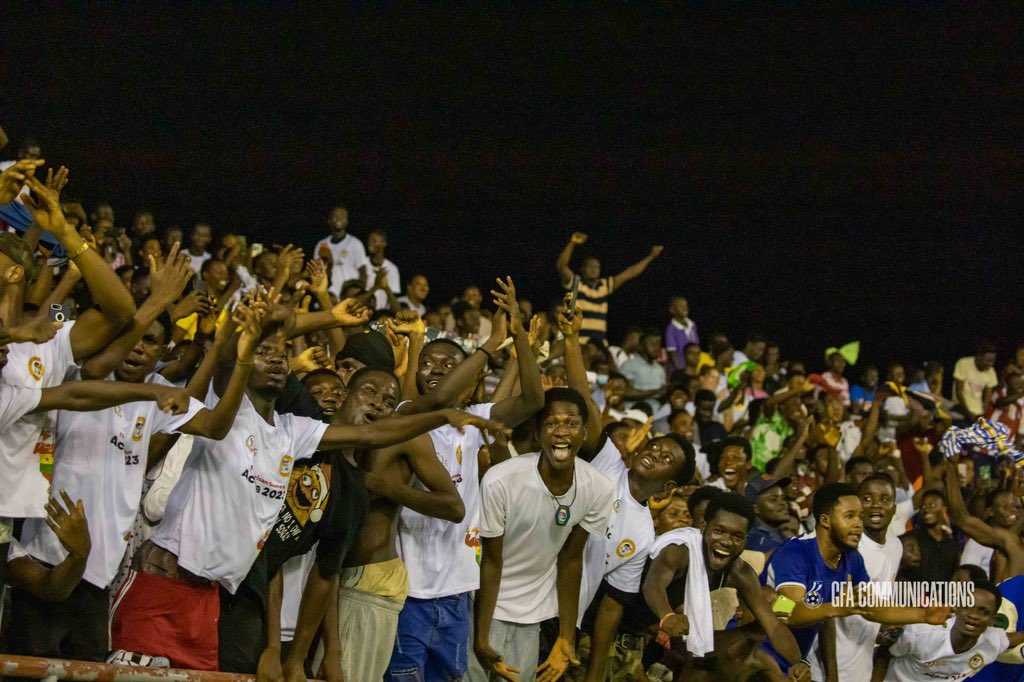 Supporters cheer the Black Princesses on at the Cape Coast Stadium