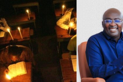 grid of students reading under candle light and Dr Mahamudu Bawumia