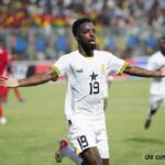 Inaki Williams celebrates scoring for Ghana against Madagascar in Kumasi. November 17, 2023