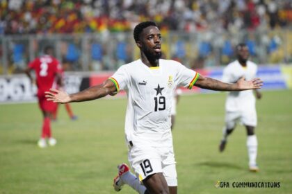 Inaki Williams celebrates scoring for Ghana against Madagascar in Kumasi. November 17, 2023
