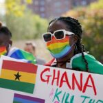 Protestors march against the anti-LGBTQ+ bill introduced by Ghana's Parliament