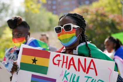 Protestors march against the anti-LGBTQ+ bill introduced by Ghana's Parliament