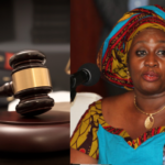 stock photo of a gavel and former MASLOC CEO Sedina Tamakloe who was sentenced to 10 years in prison following her trial in absentia