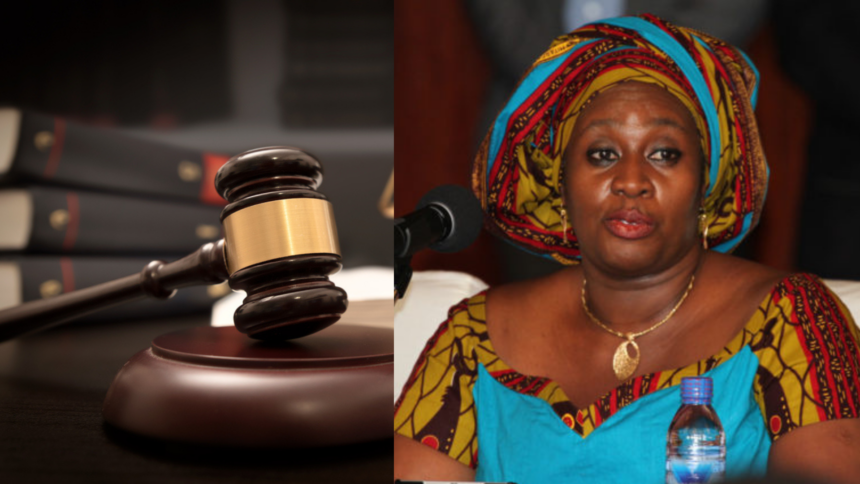 stock photo of a gavel and former MASLOC CEO Sedina Tamakloe who was sentenced to 10 years in prison following her trial in absentia