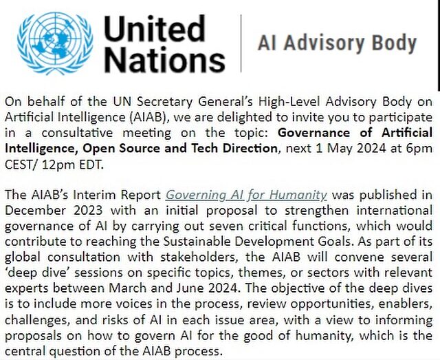 United Nations Artificial Intelligence Advisory Board (AIAB) invitation to Paul Azunre