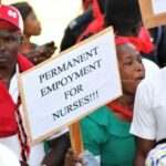 Unemployed nurses protesting