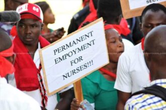 Unemployed nurses protesting
