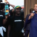 Grid of Yvonne Nelson at the DumsorMustStop demo in 2015 and Franklin Cudjoe of IMANI