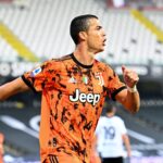 Ronaldo celebrates scoring for Juventus against Spezia