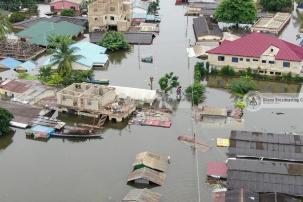 Communities flooded due to the Akosombo Dam Spillage