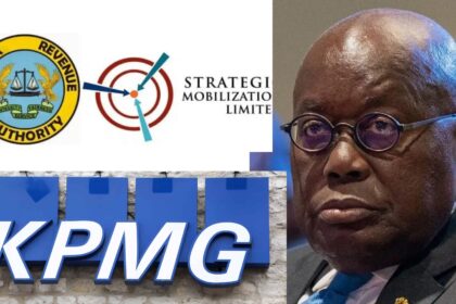 President Akufo-Addo in a grid with GRA, SML and KMPG logos