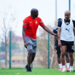 Otto Addo with Andre Ayew during team training