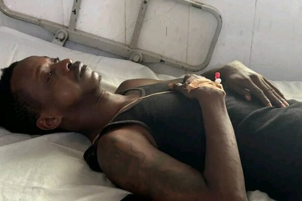 Musician KK Fosu receiving treatment at the hospital following an accident