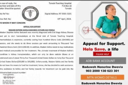 Dephine Kafela Baduweh appeals for fund to undergo treatment for End-Stage Kidney Disease