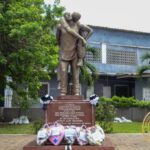A statue at the Accra Sports Stadium marking the May 9th Disaster