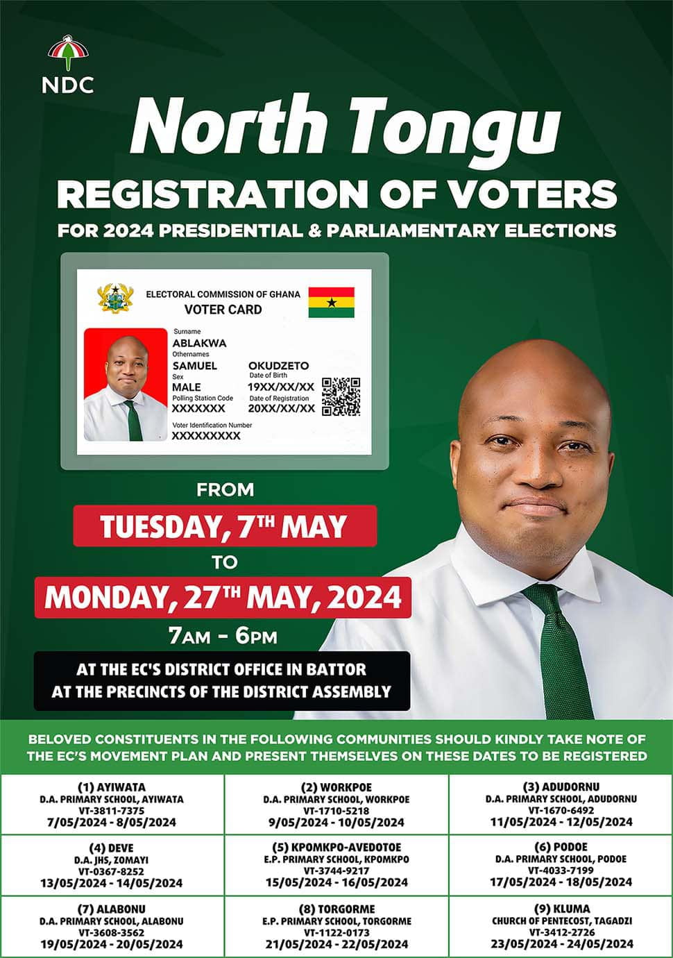 Samuel Okudzeto Ablakwa voter registration campaign flyer