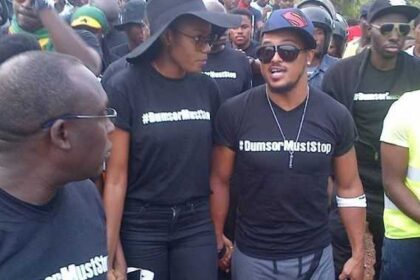 Yvonne Nelson, Van Vicker and others during a protest against power outages in 2015