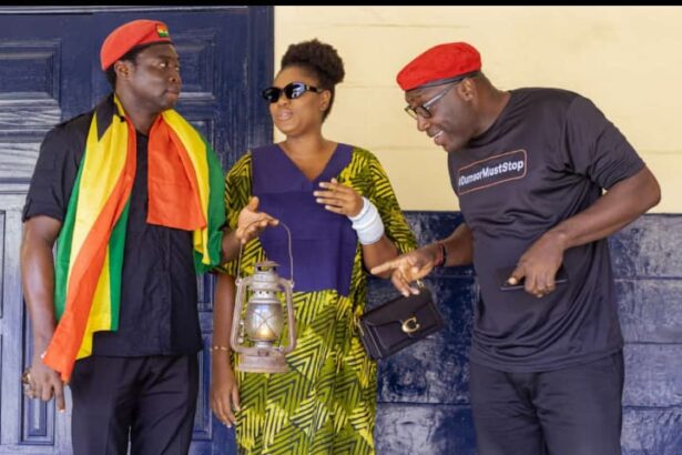 Yvonne Nelson and some leaders of the #DumsorMustStop protest