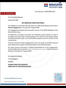 Bawumia press release on media engagement