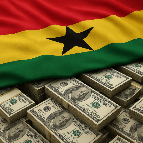 Ghana flag and dollars
