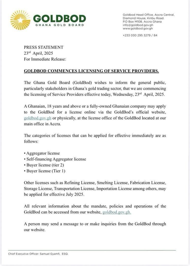 Goldbod commences licensing of gold trading service providers