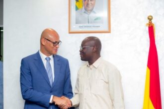 Ecobank Group CEO, Jeremy Awori and Finance Minister Dr. Cassiel Ato Forson had shake