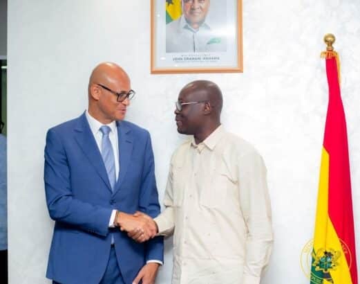 Ecobank Group CEO, Jeremy Awori and Finance Minister Dr. Cassiel Ato Forson had shake