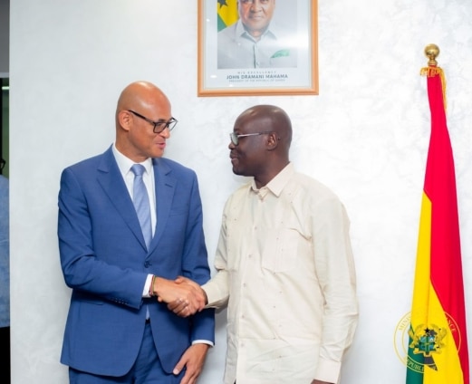 Ecobank Group CEO, Jeremy Awori and Finance Minister Dr. Cassiel Ato Forson had shake